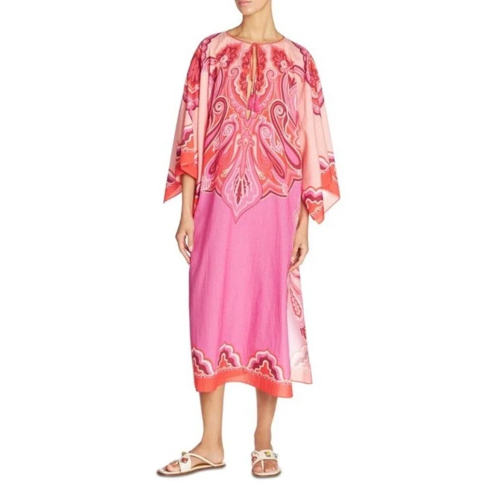 ETRO NWT Paisley Silk Cotton Kaftan Dress 38 Resort Midi Italy $1550 Resortwear - Picture 3 of 16